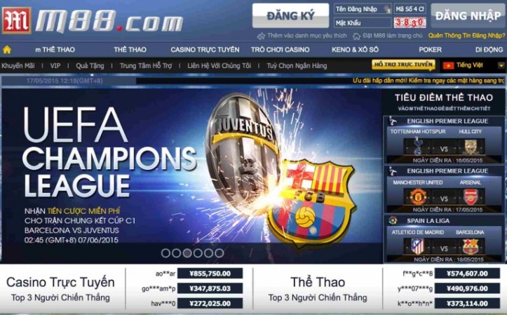 M88 nhà cái Casino & Cá cược bóng đá uy tín - Link vào M88.com Bạn là người đam mê bóng đá, yêu thích bộ môn cá cược bóng đá online thì bạn chắc chắn không thể bỏ qua nhà cái cá cược bóng đá uy tín M88. Với số lượng người chơi tham gia ngày càng đông đảo và thu hút được vô số người lựa chọn nên nhà cái M88 là nơi cá cược không thể thiếu đối với người chơi cá độ. Có tiếng trên thị trường, được đánh giá cao, ưu điểm vượt trội, tỷ lệ kèo hấp dẫn, đa dạng,… Nếu bạn chưa biết lý do vì sao M88 có nhiều ưu điểm như vậy thì hãy cũng chúng tôi tìm hiểu qua bài viết dưới đây nhé! Đôi nét giới thiệu về nhà cái M88 Với sự phủ sóng toàn Châu Á, 17 năm hoạt động, có nền móng vững chắc tại Việt Nam thì nhà cái M88 đang ngày càng vị thế của mình đáng để các bạn lựa chọn và tin tưởng. Nhà cái M88 được thành lập năm 2003, với tên gọi khác là Mansion88, được Economic Zone Authority cấp phép hoạt động hợp pháp. Các trò chơi giải trí được nhà cái cung cấp phong phú đa dạng như: cá cược thể thao, casino online, bắn cá, xổ số,… Các CLB lớn như Manchester City, Tottenham,… cũng được nhà cái tài trợ. Từ khi thành lập và đi vào hoạt động cho đến nay nhà cái chưa nhận bất cứ 1 phàn nàn nào về hành vi lừa đảo của người chơi. Nhà cái được đánh giá cao là nhờ sự uy tín, chuyên nghiệp và hỗ trợ gửi tiền, rút tiền nhanh chóng, website bắt mắt đa dạng trò chơi, chăm sóc khách hàng nhiệt tình chu đáo,… Vì vậy M88 được đánh giá là nhà cái top đầu thị trường. Các bước tạo tài khoản đăng nhập M88 Nếu bạn là người đã từng tham gia tại M88 thì chỉ cần đăng nhập là xong còn nếu chưa tham gia cá độ tại nhà cái lần đầu tiên thì bạn cần phải tạo cho mình 1 tài khoản để đăng nhập. Với các bước đơn giản dưới đây bạn sẽ có ngay tài khoản tại nhà cái M88: Bước 1: truy cập và trang chính nhà cái M88 Để đăng kí được tài khoản thì bạn cần phải truy cập vào trang chủ nhà cái, chuyển ngôn ngữ sang tiếng việt rồi ấn nút đăng kí ở góc trên bên phải màn hình Bước 2: điền đầy đủ thông tin được yêu cầu Các thông tin bạn cần phải cung cấp đầy đủ: Họ và tên: bạn phải điền đúng và chính xác giống với tên đăng ký mở tài khoản ngân hàng Ngày sinh: là ngày được cung cấp trên chứng minh thư hoặc thẻ CCCD Tên đăng nhập: có thể lấy tên thật hoặc biệt danh và viết liền không dấu Mật khẩu: có cả chữ và số ký tự đặc biệt để tăng độ bảo mật Câu hỏi bí mật: chọn những câu dễ nhớ để khi lấy lại tài khoản hoặc quên mật khẩu thì bạn sẽ nhớ dễ dàng hơn Email, Số điện thoại Cuối cùng điền mã Capcha ở phía dưới để xác nhận Bước 3: xác nhận đăng ký tài khoản Sau khi điền đầy đủ thông tin thì bạn nên kiểm tra lại toàn bộ thông tin và ấn nút Đăng ký để kết thúc việc đăng ký Những ngân hàng được nhà cái hỗ trợ: Vietcombank, ACB, Sacombank, Techcombank, Vietinbank,… Gửi tiền và rút tiền tại M88 thế nào? Gửi tiền: Các phương thức gửi tiền được hỗ trợ: Gửi tiền mặt tại ngân hàng, sử dụng internet banking, gửi tiền qua ví điện tử,… Bước 1: Bạn đăng nhập vào tài khoản M88 chọn mục hiển thị số dư Bước 2: Sau đó bạn chọn lệnh Gửi tiền Bước 3: Lựa chọn hình thức gửi tiền, sau đó chọn ngân hàng gửi và mã khuyến mãi rồi ấn xác nhận Bước 4: Kiểm tra lại thông tin, nhập số tiền gửi và xác nhận là hoàn thành. Rút tiền: Bước 1: đăng nhập Bước 2: thực hiện lệnh chuyển quỹ từ tài khoản phụ sang chính Bước 3: Chọn mục thu ngân, rồi ấn chọn chuyển quỹ, nhập đúng số tiền mà bạn muốn rút, và xác nhận Bước 4: Rút tiền về tài khoản ngân hàng Tại sao bạn nên chọn nhà cái M88 Giao diện bắt mắt, độc đáo dễ sử dụng trên cả máy tính và điện thoại, tạo cảm giác tiện lợi và nhanh chóng cho người chơi khi tham gia cá cược Việc thanh toán diễn ra nhanh chóng hàng đầu thị trường. Chỉ mất 5-10 phút là việc gửi tiền hoặc rút tiền của bạn được diễn ra thành công. Có nhiều phương thức giao dịch để bạn lựa chọn, liên kết nhiều ngân hàng hàng đầu Việt Nam. Có nhiều chương trình ưu đãi hấp dẫn thu hút nhiều người chơi Đội ngũ chăm sóc khách hàng chuyên nghiệp nhiệt tình, chuyên môn cao, hỗ trợ khách hàng 24/7 giải đáp thắc mắc kịp thời Thông tin cá nhân của khách hàng luôn được bảo mật tuyệt đối với tính năng 2 lớp. Đa dạng phong phú về sản phẩm để bạn lựa chọn: các môn thể thao,các giải đấu bóng đá, casino,… Kết luận Tóm lại với những thông tin chúng tôi chia sẻ mong rằng giúp các bạn biết thêm về nhà cái M88, nhà cái mà bạn không nên bỏ lỡ với nhiều ưu điểm vượt trội. Chúc các bạn luôn thành công!